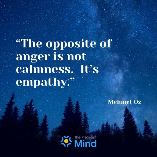 “The opposite of anger is not calmness.  It’s empathy.” – Mehmet Oz