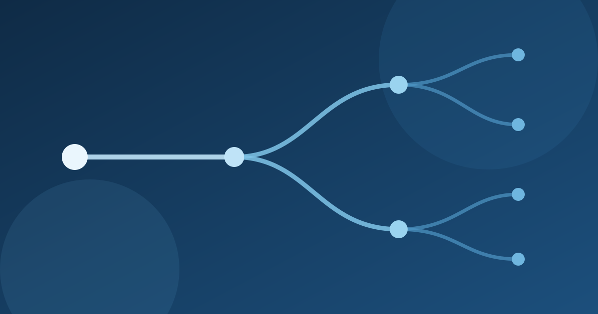 Abstract illustration of a single path branching into multiple treatment routes